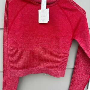 Fabletics Red Seamless Crew Long-Sleeve Top